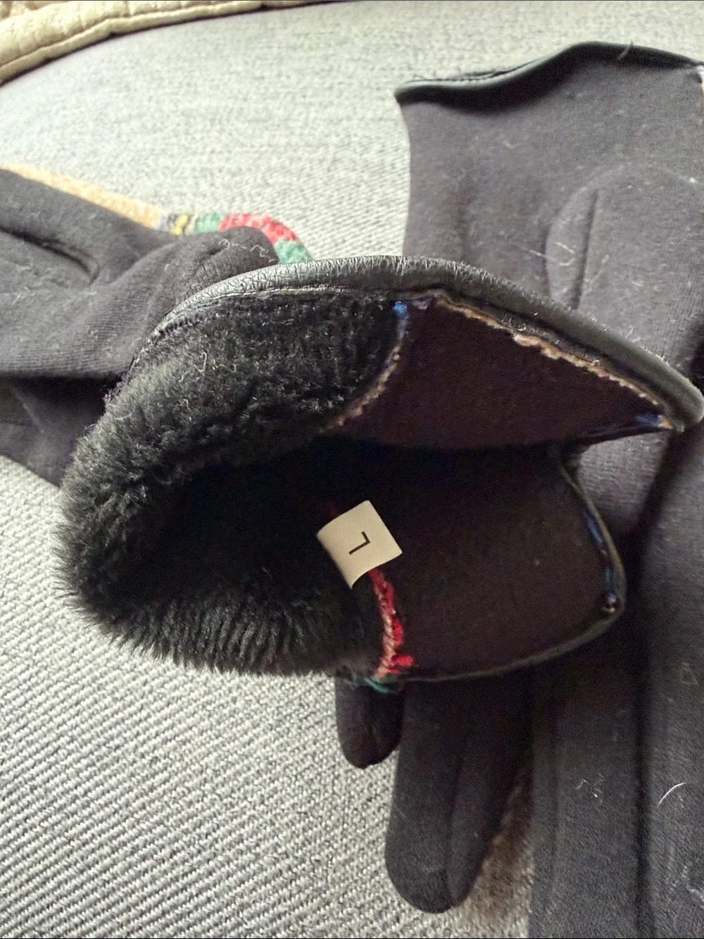 Plaid Wool-Blend Fingerless-Style Gloves in Beige, Green & Red - Unbranded